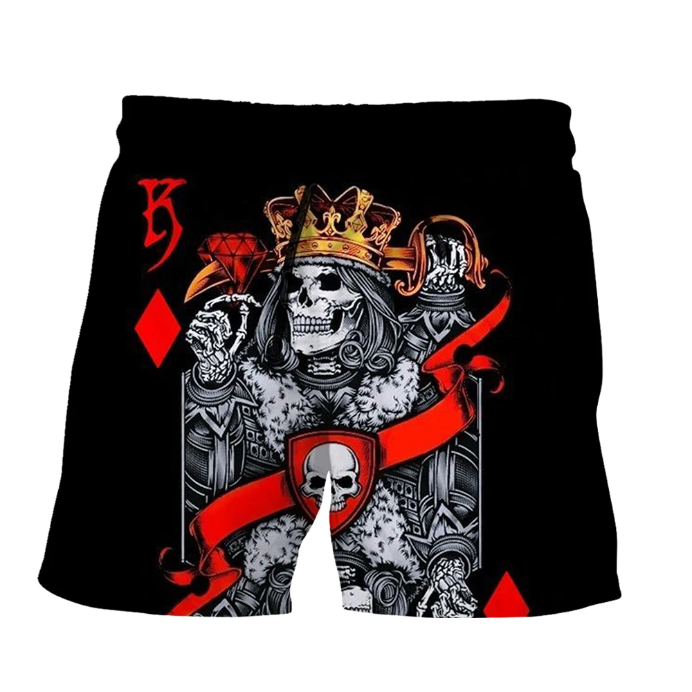 SONSPEE Summer Imperial Crown Skull Graphic 3D Printed Shorts Men Women 's Spades Poker K Harajuku Sport Cool Short Pants