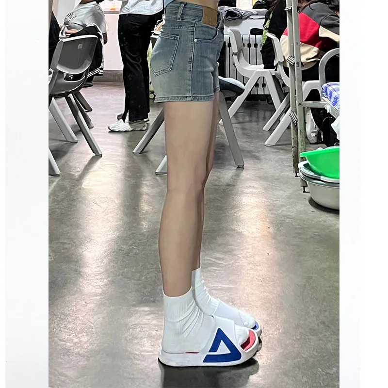 High Waist Elastic Slimming Denim orts for Plump Women Trendy Tight Butt Cowgirl Jeans High Waist Wide Leg Casual Cotton Blend