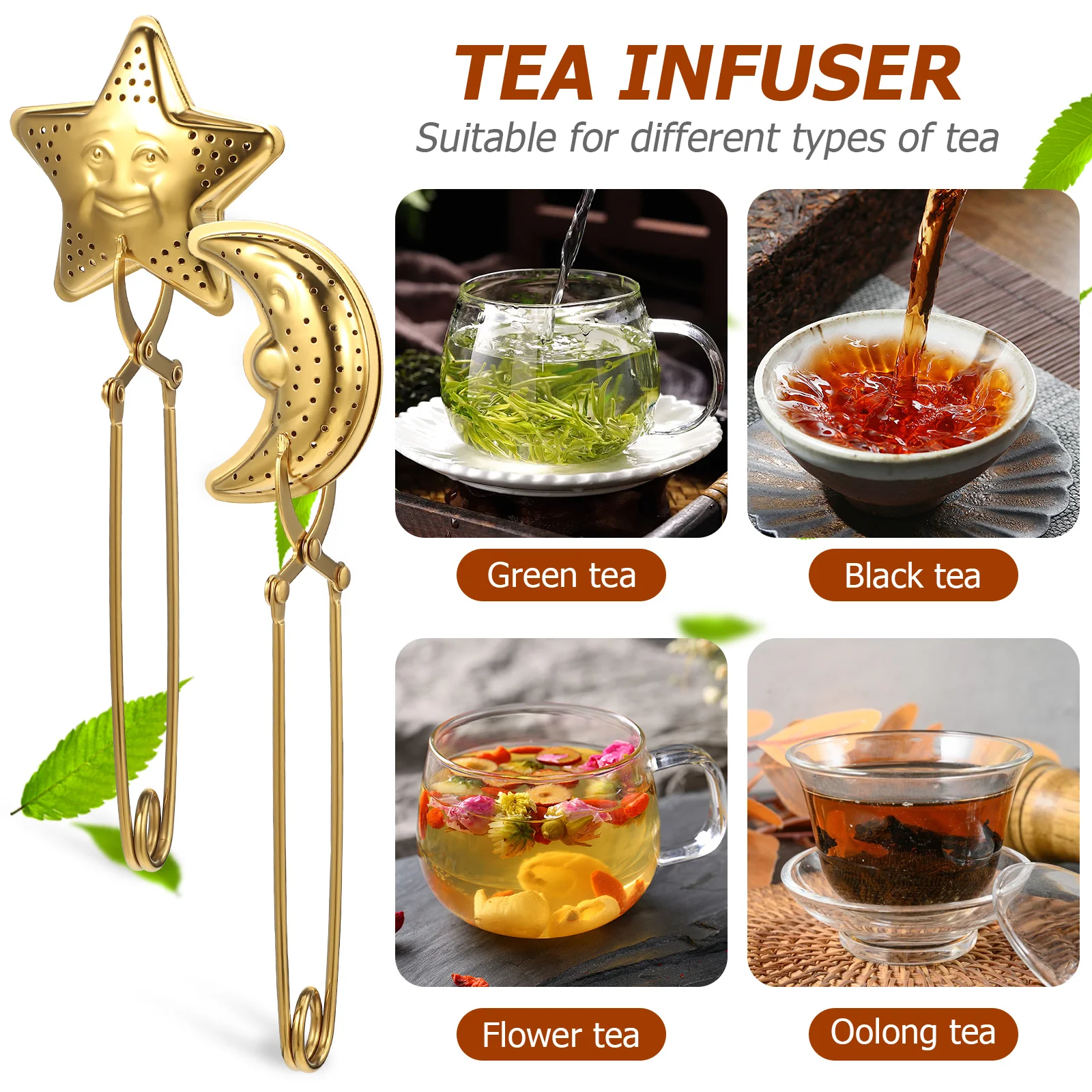 4 Pcs Strainer Stainless Steel Tea Infuser Bulk Ball Long Handle Loose For Leaf