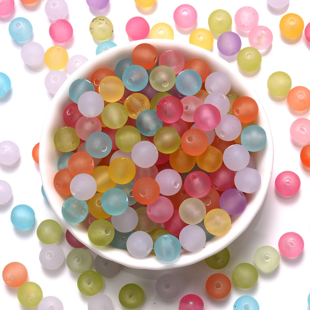 6/8/10mm 50/100pcs Acrylic Beads Rubber Jelly Matte Beads For Jewelry Makeing DIY Earring Necklace Bracelets Craft  Accessories