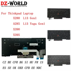 UK SPA FR Black Keyboard For Lenovo Thinkpad X280 A285 X390 X395 L13 Yoga G1 01YP025 01YP028 5N20X01387 01YP037 01YP036 01YP039