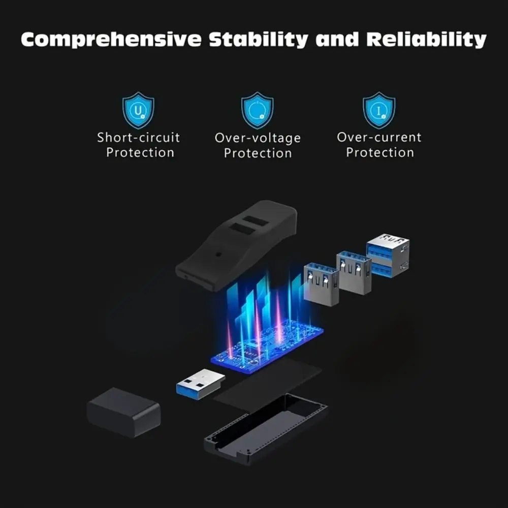 High Speed 4 Ports USB 3.0 HUB U Disk Reading Mini Size Extender Splitter Box Adapter Accessory USB-C Adapter PC Connection