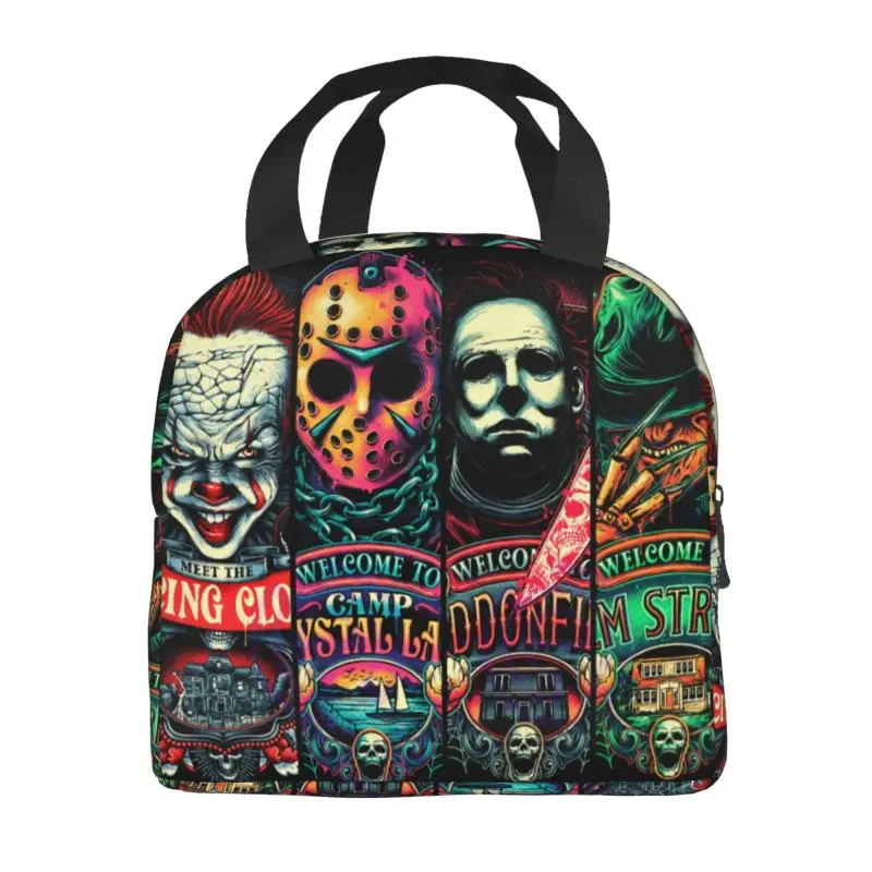 Welcome To Horror Movies Insulated Lunch Bags for Work School Portable Thermal Cooler Lunch Box Women Children