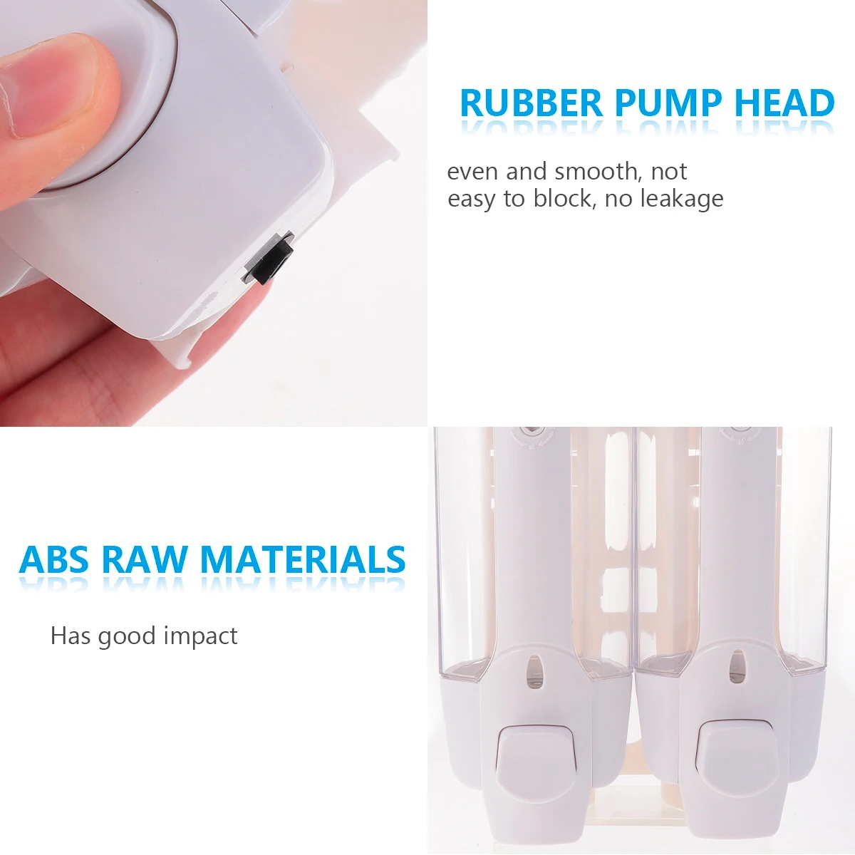 

1pc Wall Mounted Soap Dispenser Double Head Manual Feeder ABS Bathroom Kitchen Home Office School Hospital