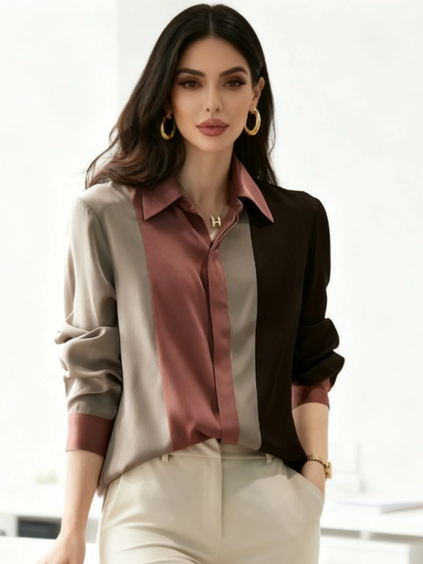 

Autumn Women Button Blouse New Vintage Long Sleeve Polo Collar Shirt Spring Elegant Loose Tops Clothing