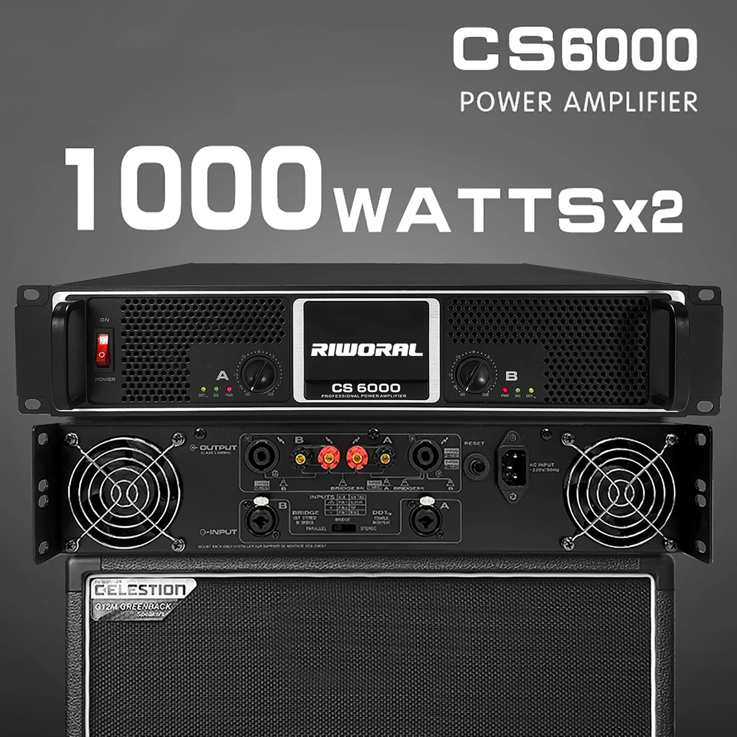 CS6000 Sound Standard 2 Channels Amplifier 1000 Watts Professional Power Stage Performance Audio Power Amplifier