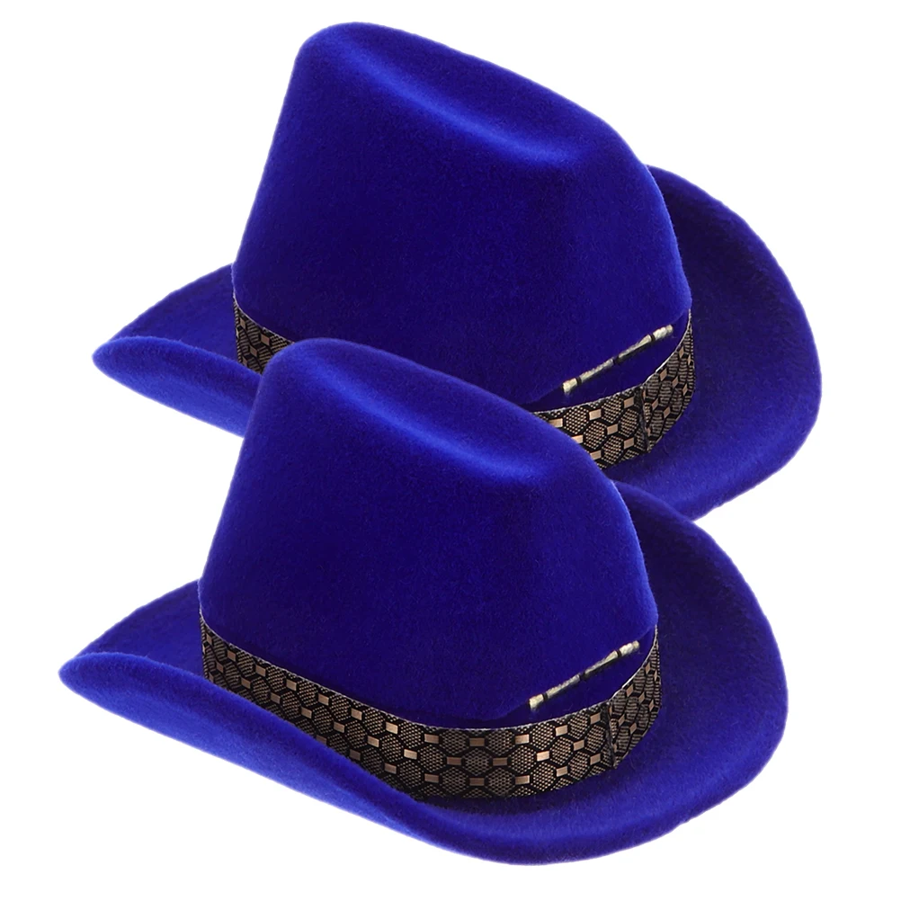 

2 Pcs Cowboy Hat Box Case Ring Holder Jewelry Display Necklace Flocking Rings Boxes Miss