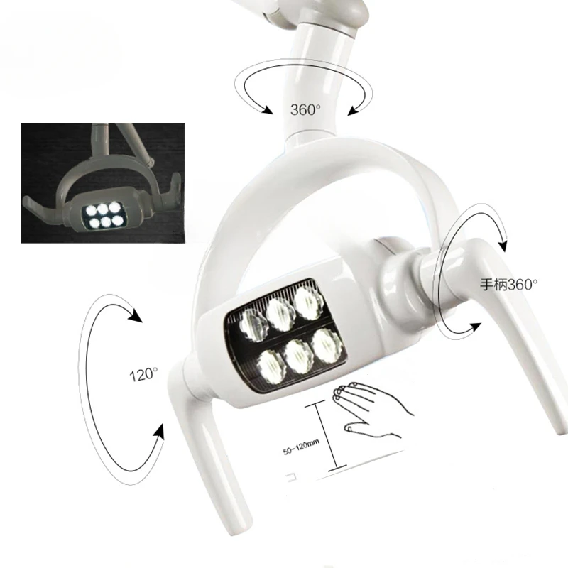 LED Oral Light Induction Six Bulb 60000Lux Shadowless 22mm/26mm Sensor Lamp for Dentals Unit Chair