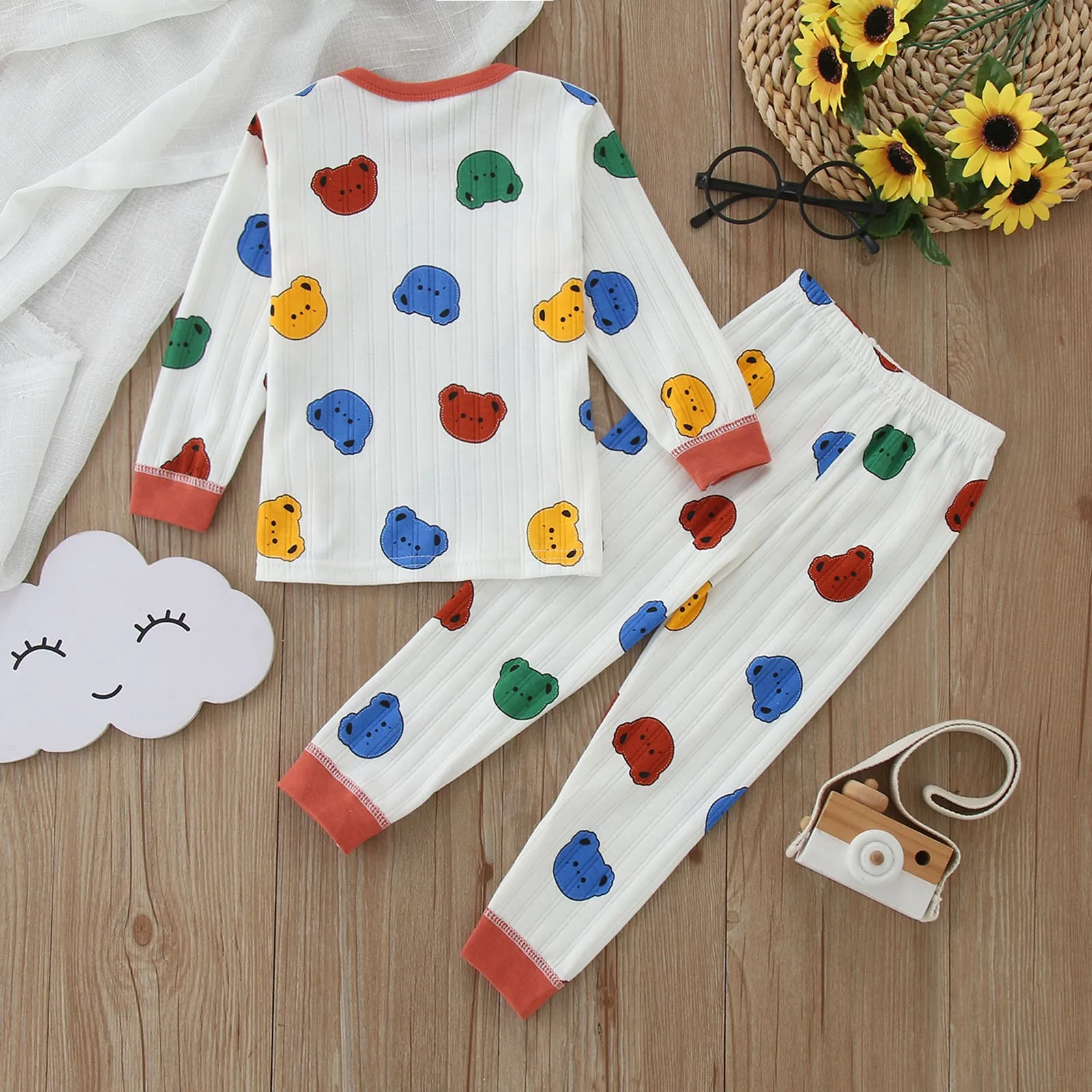 1-4Years Cartoon Sets Toddler Casual Trendy O-neck T Shirt+Trousers Babies Boys Thin Cotton Loose Suit Printing Home Clothes