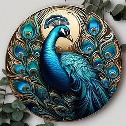 1pc 8x8inch Aluminum Metal Sign Peacock Welcome Sign In Blue And White, For Various Scenarios home decoration accessories