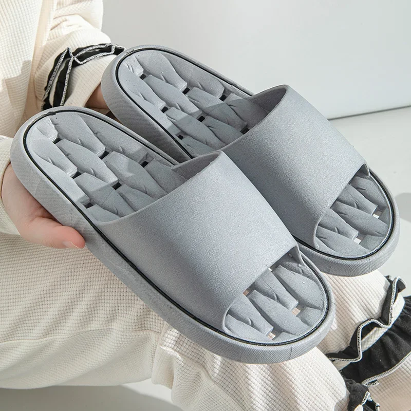 PVC Bathroom Shower Leak Water Holes Slippers Indoor Home Casual Women and Men Couple Flip Flop Flat Soft Slides Shoes