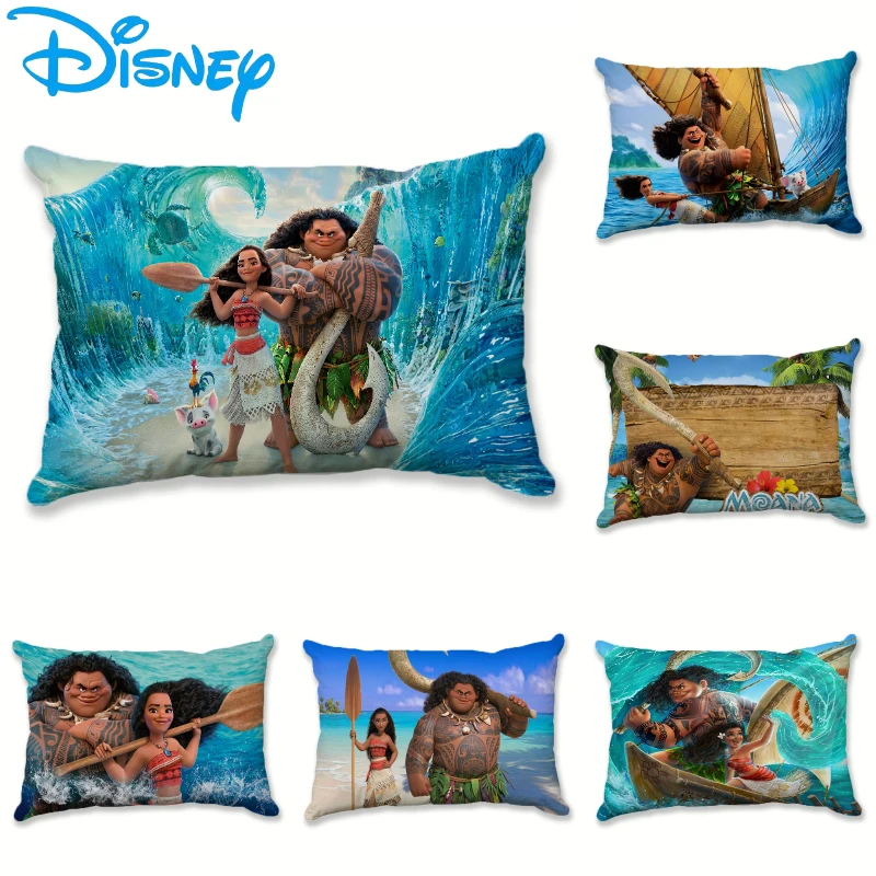 

Moana Disney Anime Movie Figure Maui Heihei Pua Peach Leather Sofa Waist Pillow Home Decoration Accessories Kids Birthday Gift