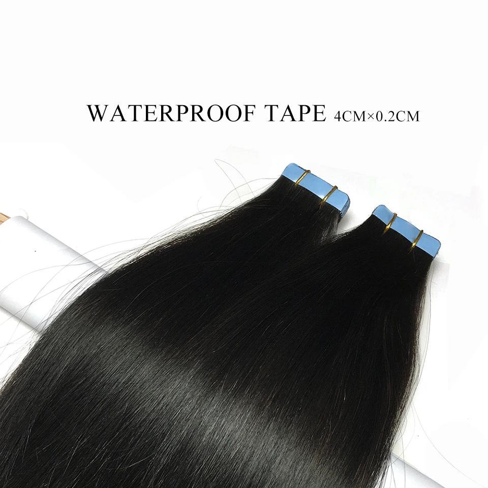 Tape In Human Hair Extensions #1 Black 100% Real Human Hair Skin Weft Adhesive Glue On For Salon High Quality