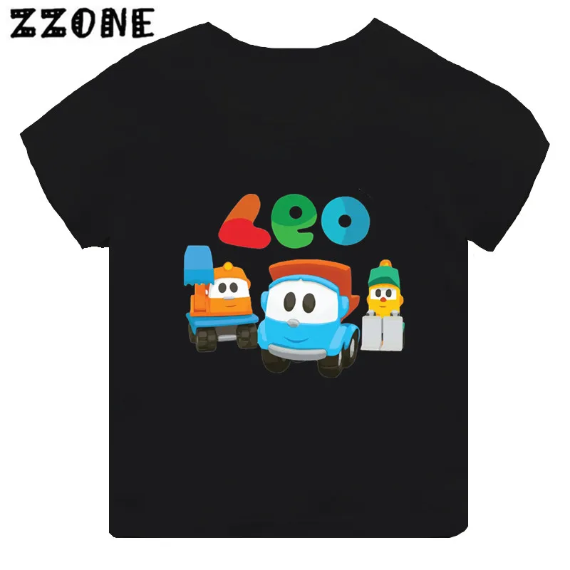 Hot Sale Leo The Truck Tv Show Print Cartoon Kids T-shirt Girls Clothes Baby Boys Black Short Sleeve Tshirt Children Tops,TH5481