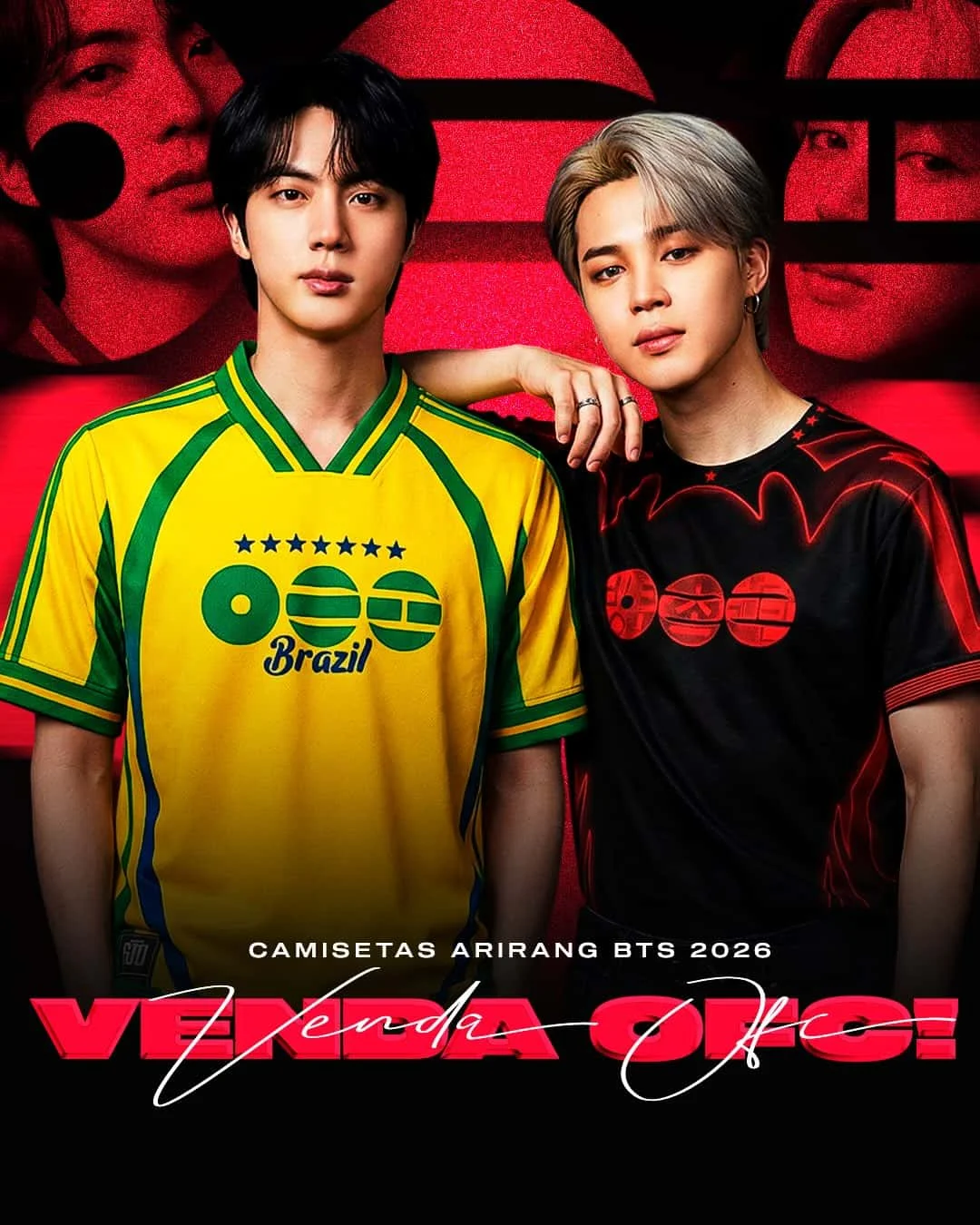 BTS Kpop Brazilian Style Football Jersey 2026 Summer Men Women Breathable Short Sleeved T-shirt 2026 Arirang Fan Street Outfit