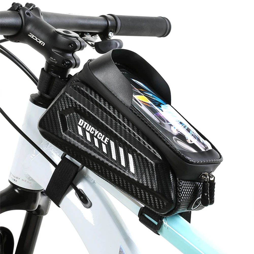 

1.5L Bicycle Top Tube Bag 7.4 Inch Touchscreen Bike Frame Front Tube Bag Waterproof Hard Casing Bike Bag Bike Accessories