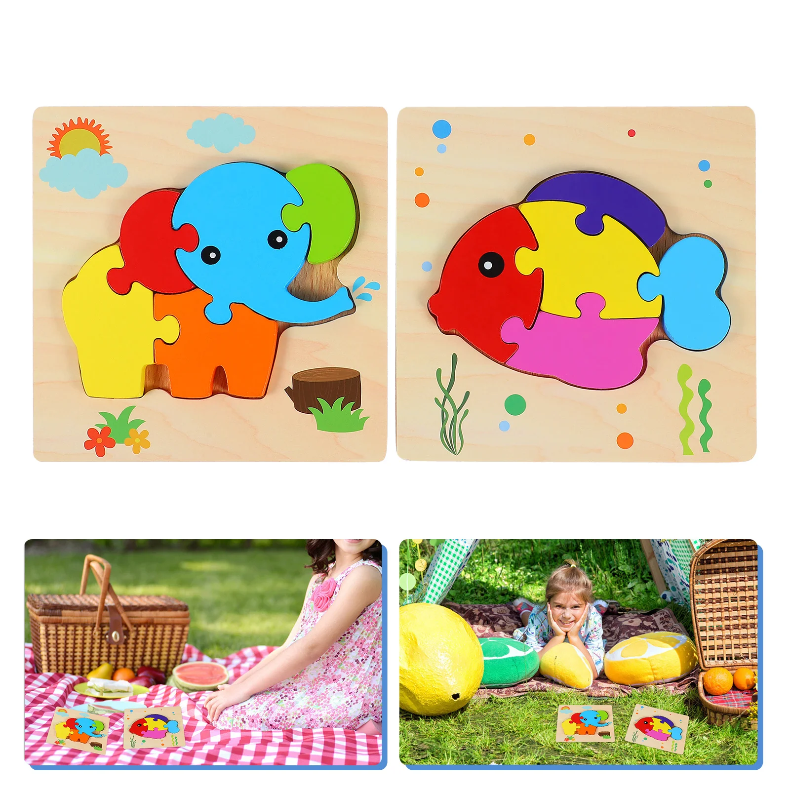 2 Pcs 3D Toddler Puzzles Gift Three-dimensional Jigsaw Childrens Toys Preschool Educational