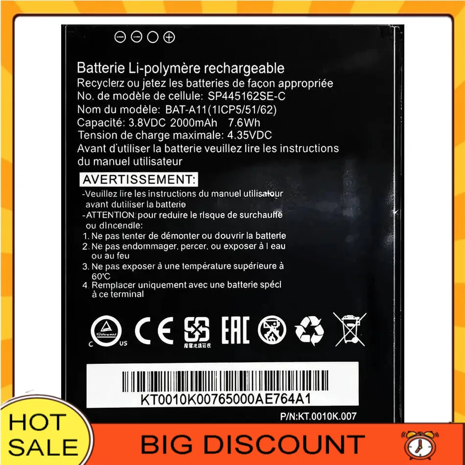 

Mobile Phone Battery High-Capacity Bat-A11 Reliable Power Supply For Acer Liquid Z410 T01 Z330 Bat A11 2000Mah