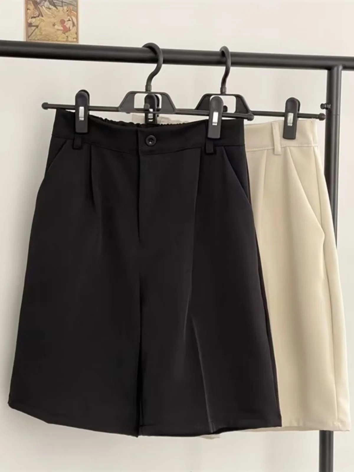 Khaki Men's Suit Shorts Loose Drapey Stylish Summer Korean Version Casual Pants Five-Quarter Length Youthful And Dynamic
