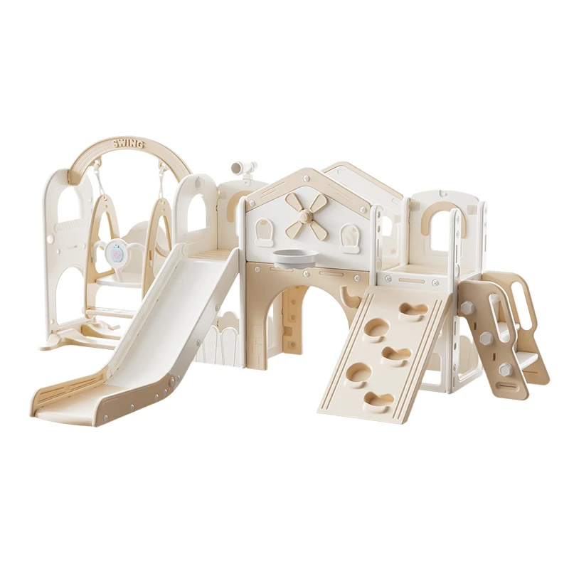 

Educational Home Indoor Playground Set For Kids With Swing Slide Climbing Frame And Playhouse Toys