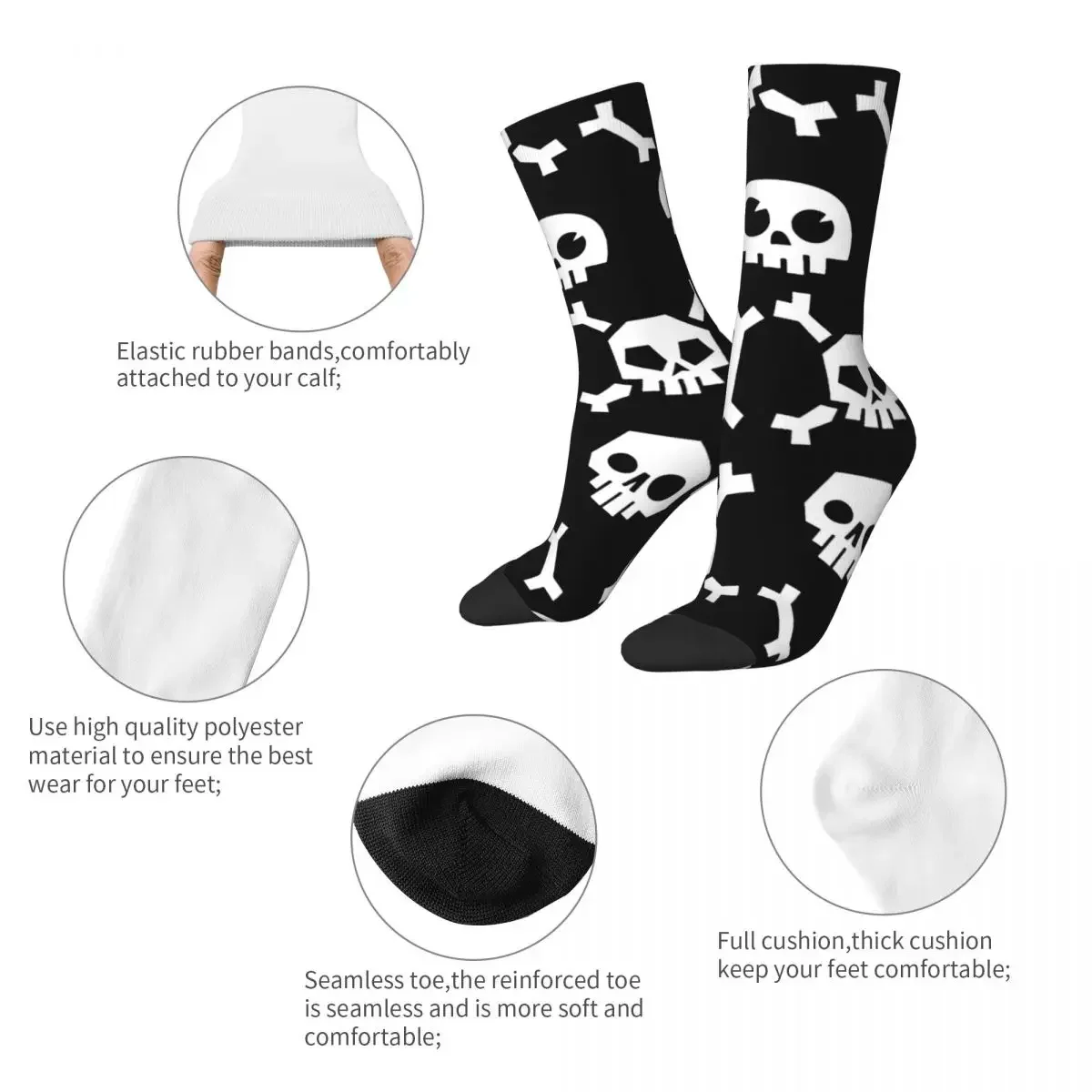 Funny Happy Sock For Men Skull Face Vintage Mexican Art Breathable Pattern Printed Crew Sock Seamless Gift