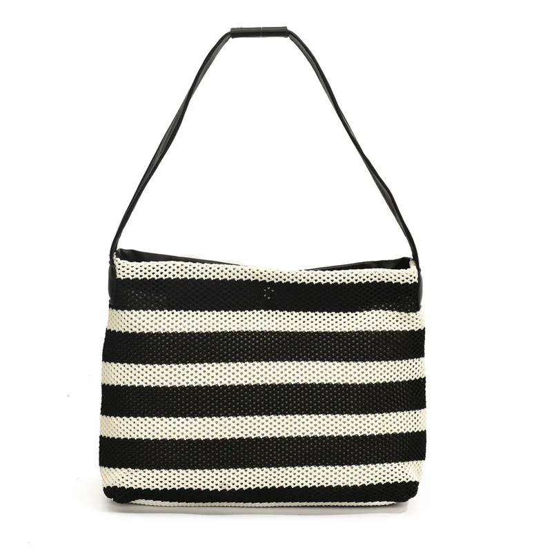 Lazy Style Woven Large Capacity Tote Armpit For Women's New Versatile Commuting Hollow Bucket Single Shoulder Diagonal Cross Bag