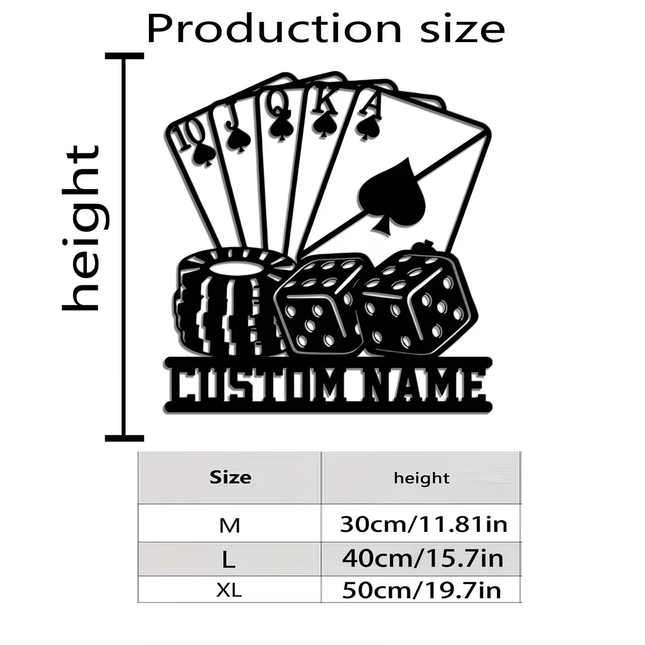 Custom Metal Poker Sign - Personalized Name Wall Art with Ace of Spades & Poker Chips Design, Decor for Indoor/Outdoor Use