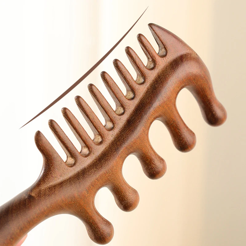 Natural Sandalwood Hair Combs Anti-Static Wooden Massager Long Wide Tooth Detangle Comb Hair Care Household Gift