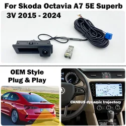 Car Reversing Rear View Camera for Skoda Octavia A7 5E Superb 3V 2015 - 2024 Canbus dynamic trajectory accessories plug & Play