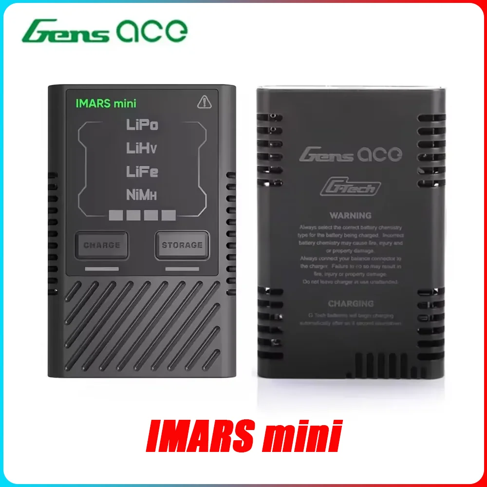 

Gens Ace IMARS Mini Balance Charger 2-4S Lipo Battery Smart Charging G-TECH для Lipo LiHv LiFe NiMH QC PD USB-C RC FPV Drone