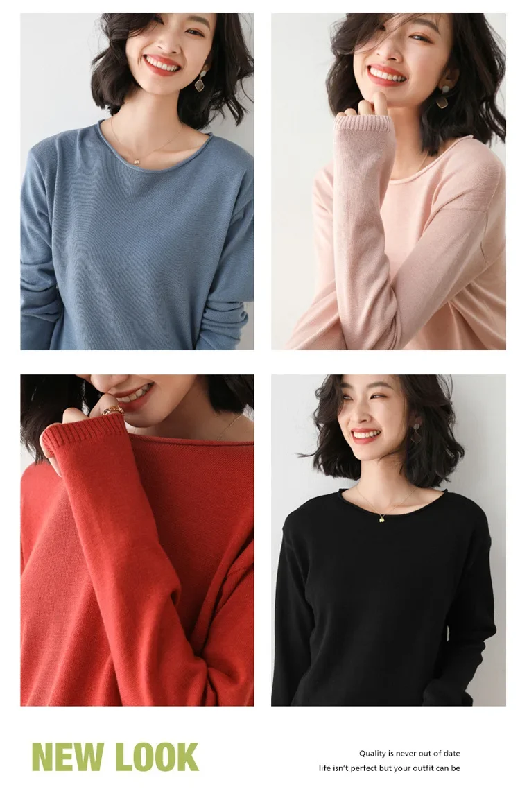 MRMT 2024 Brand New Women's Spring Autumn T-shirt Comfortable Round Neck Korean Loose  Sweater Versatile Bottomed T-shirt Women