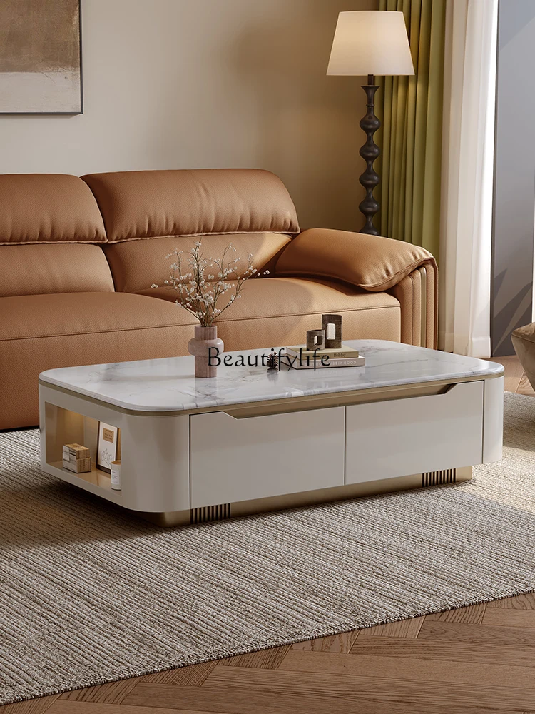 

Italian light luxury high-end sense solid wood simple modern small apartment designer home living room tea table