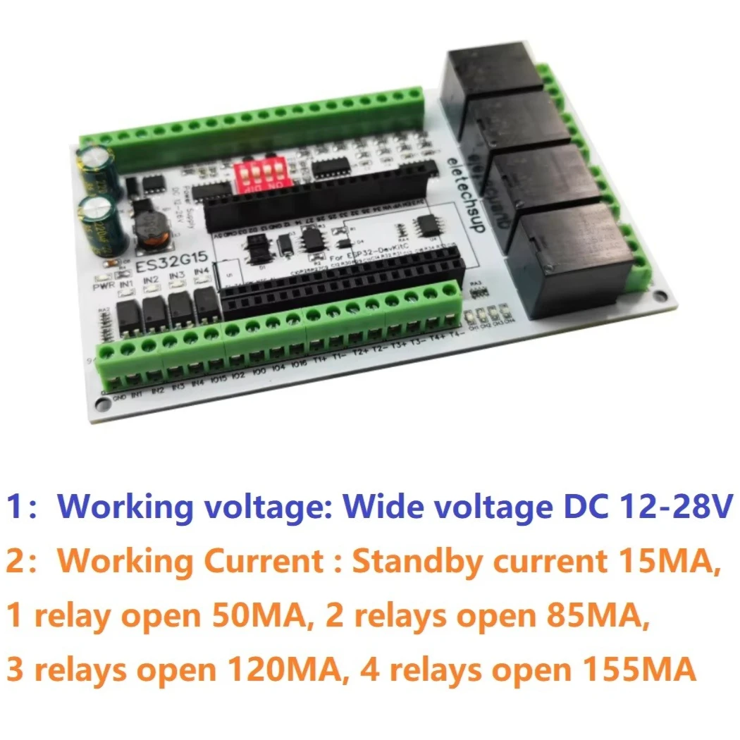 Плата расширения ESP32-DevKitC ES32G15 с RS485, поддержкой PLC, MCU, аналоговыми входами/выходами 0-5В/0-10В/0/4-20мА, модуль AI/AO, питание DC 12-26В