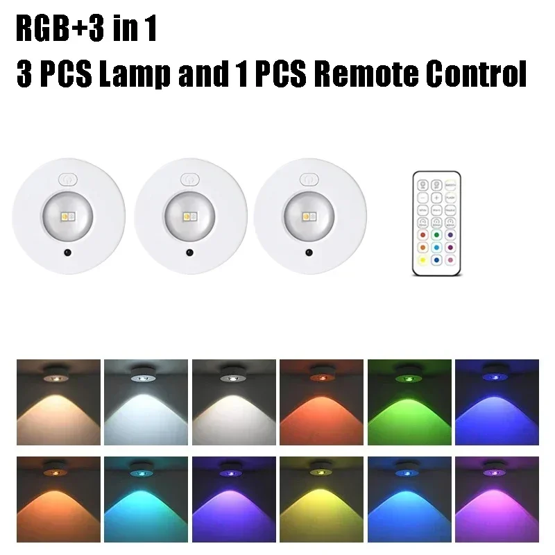 Led Nachtlampje Draadloze Kast Lamp Rgb 12 Kleur Afstandsbediening Type-C Oplaadbaar Voor Kamer Pad Kast Verlichting