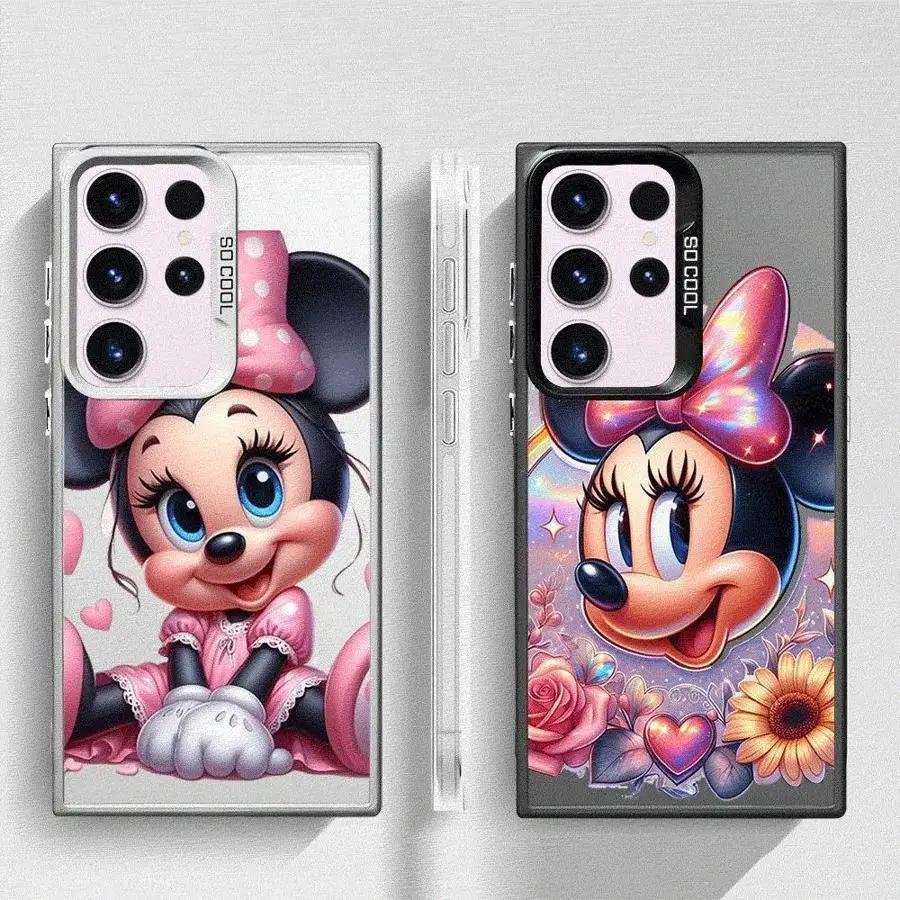 Mickey Minnie Mouse Case for Samsung Galaxy S24 S23 Ultra S22 FE S21 S20 Plus Note 20 Lens Protect Plating Phone Cover