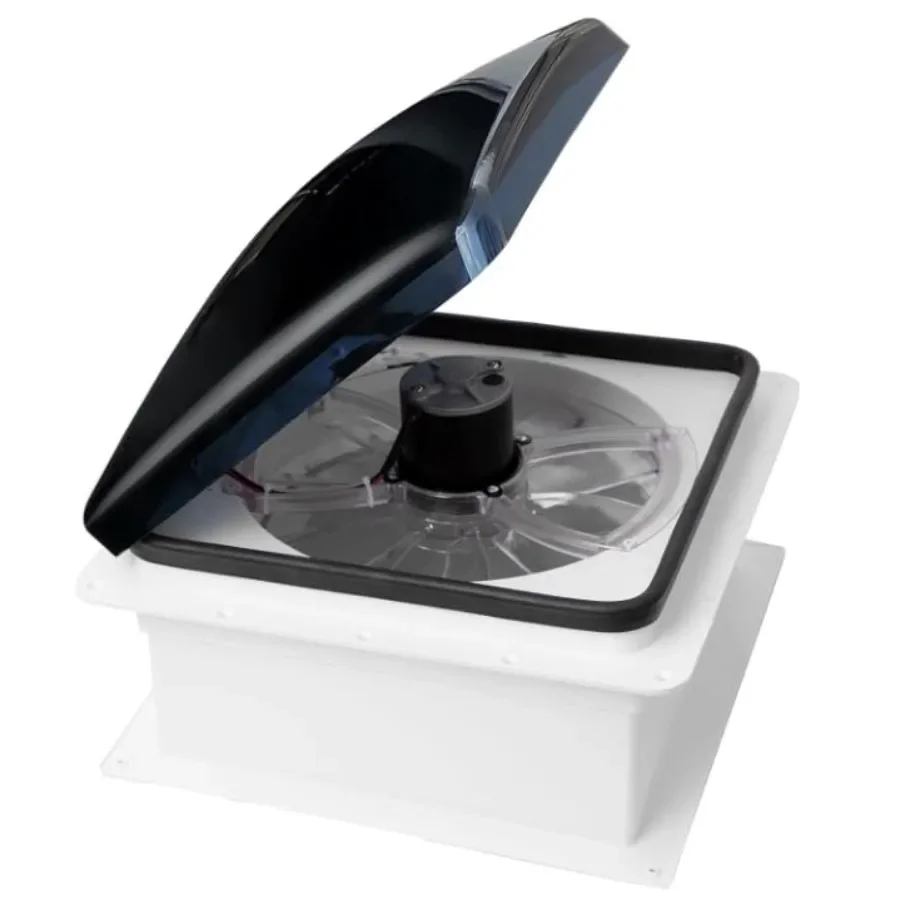 RV roof vent fan for camping and travel, ABS plastic, white, super quiet and reliable manual operation with 3-speed reversible