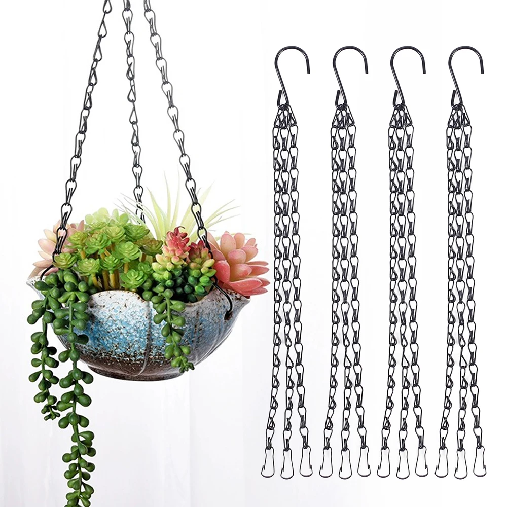 

4/2Pcs Hanging Baskets Chains with Hooks 18 Inch Flower Plant Pot Replacement Chain Hanger for Bird Feeders Lanterns Ornaments