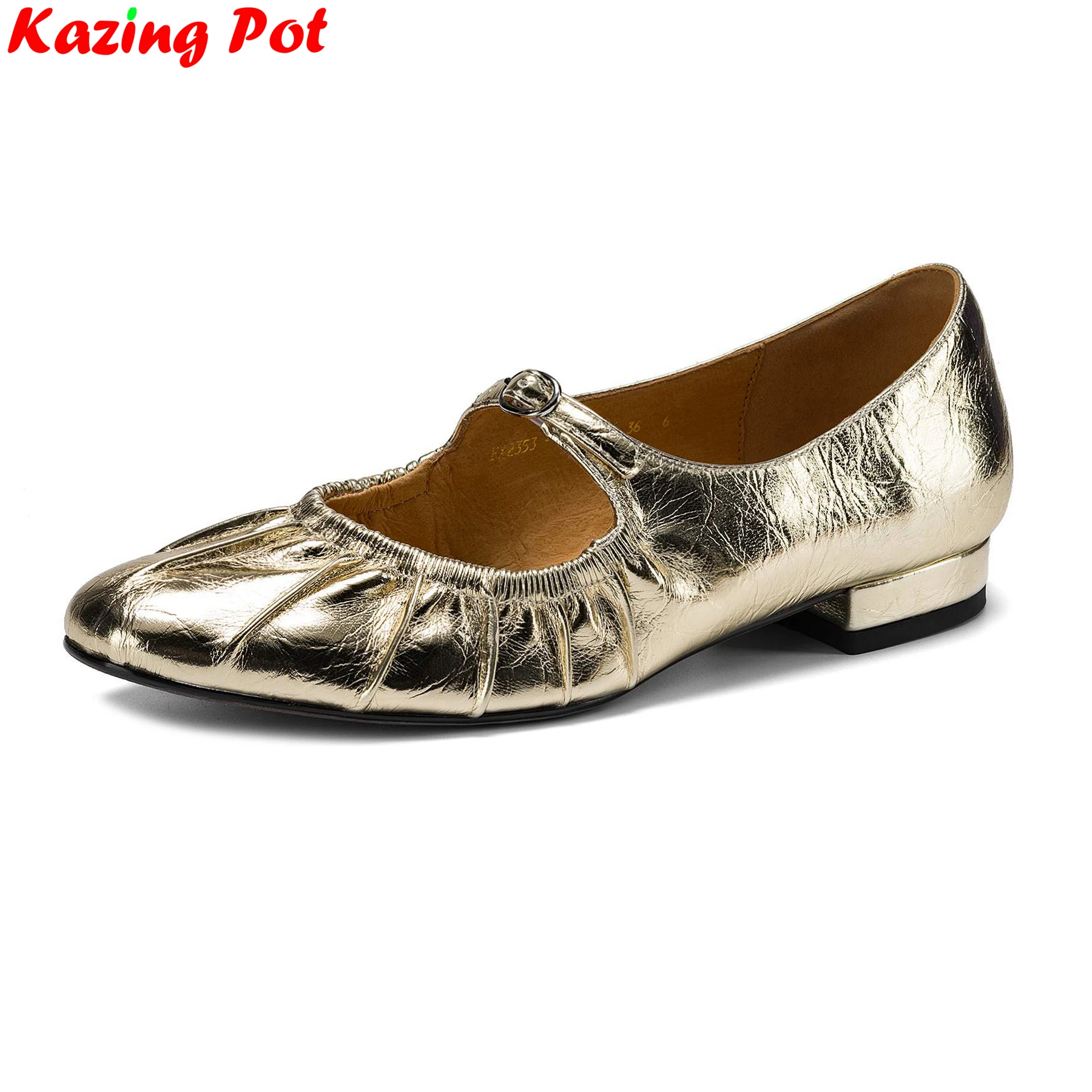 

Женские туфли-лодочки Krazing Pot из овчины с круглым носком, плиссированные, на низком каблуке, весенне-осенние, для свиданий и вечеринок, в стиле Мэри Джейн, без застежек, милые и удобные