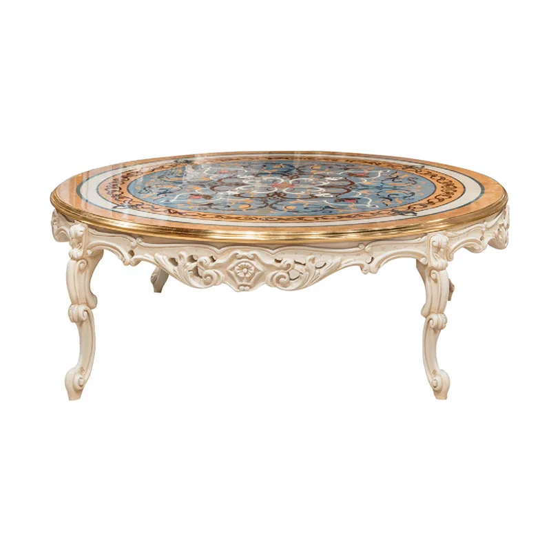 

Coffee table neoclassical furniture European living room mahogany carved coffee table