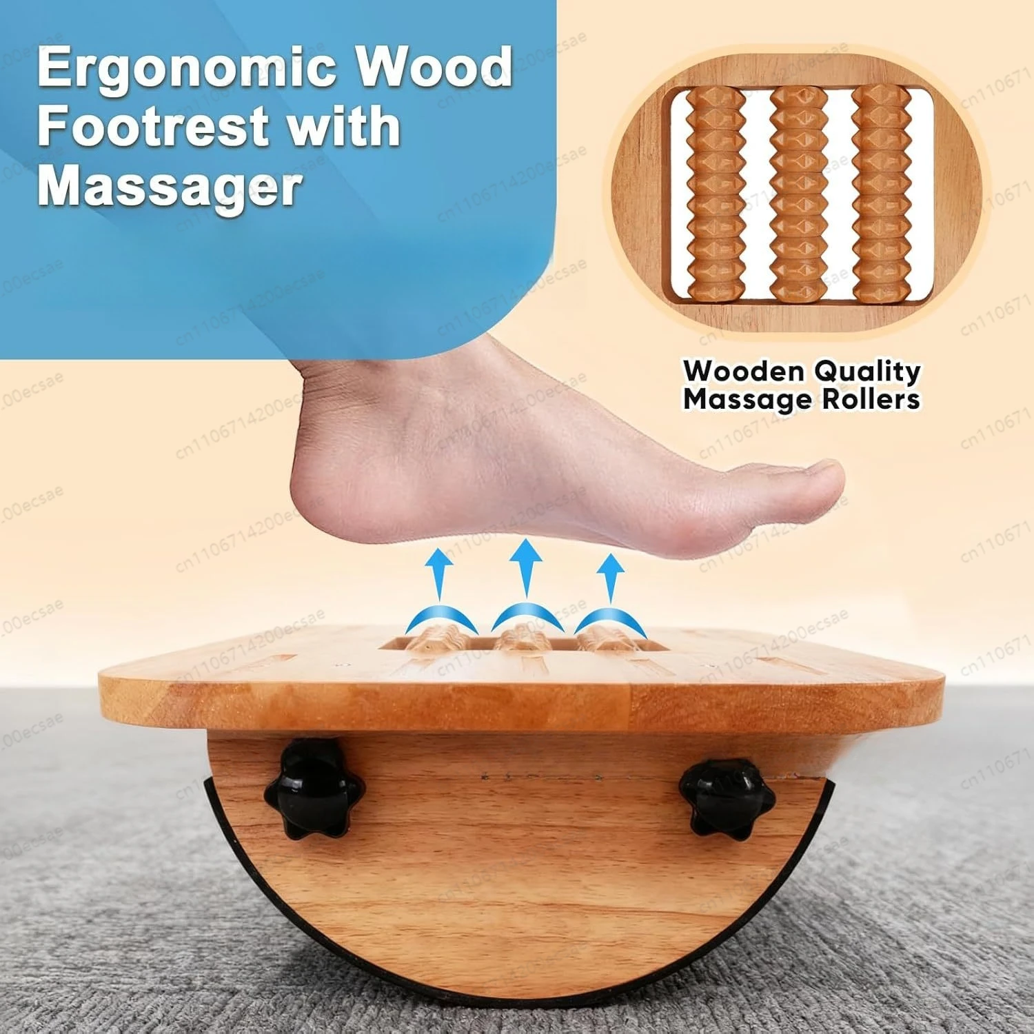 Wooden office pedal stool Adjustable under-table foot rest Solid wood pedal stool