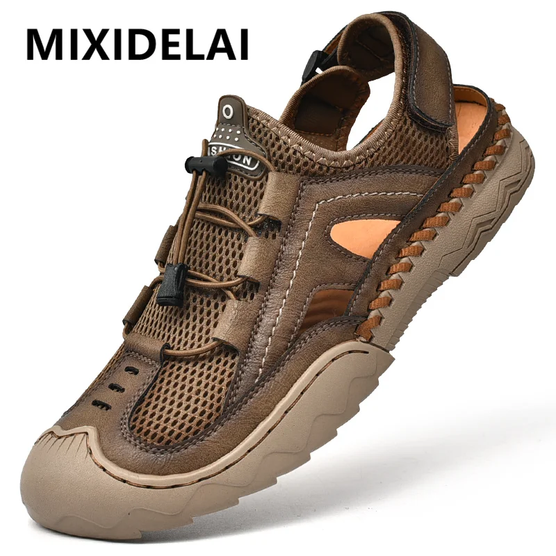 New Mens Sandals Summer Breathable Mesh Sandals Men Outdoor Casual Lightweight Beach Sandals Fashion Men Shoes Large Size 38-46