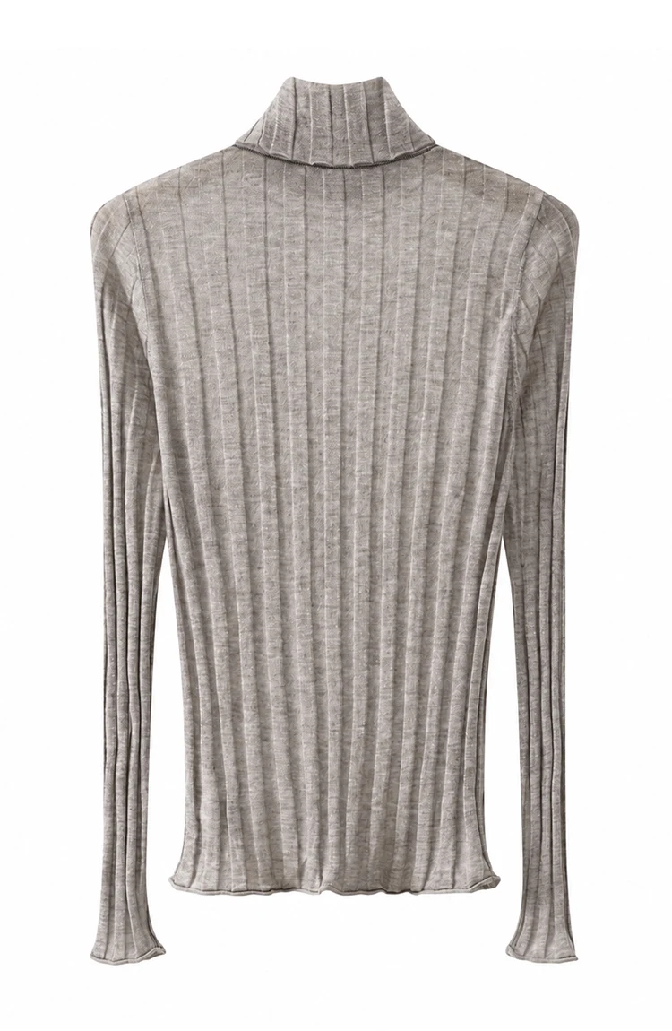 BD3621695 Damen Rollkragenpullover aus Lurex-Wollmischung mit breiten Rippen, langen Ärmeln und Wellensaum, dezenter Luxus für den frühen Herbst. – Detail 17