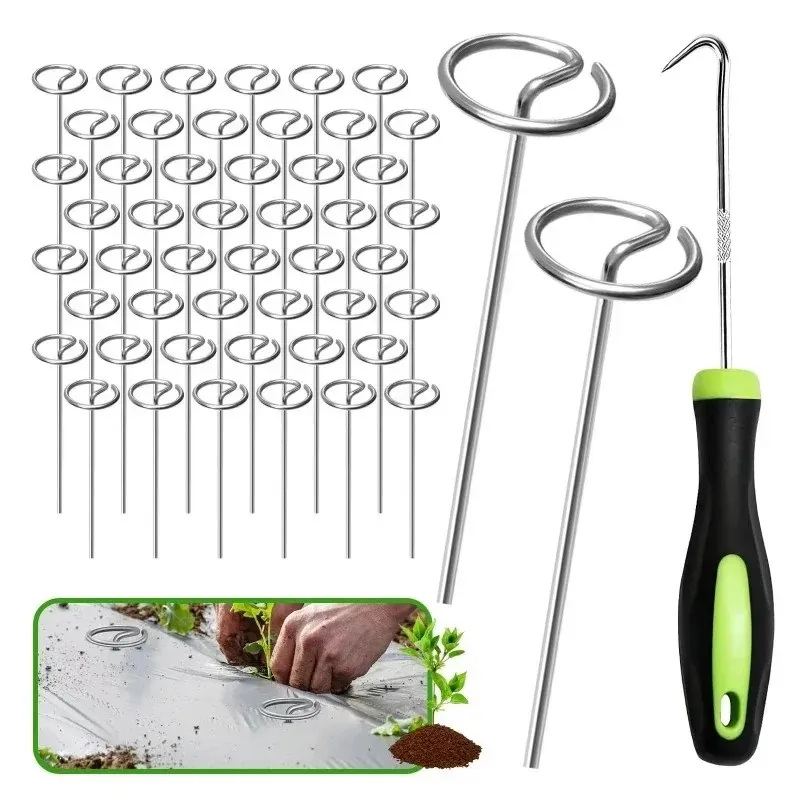 round gardening thimble, round top gardening stake for barrier spikes, camping tents, fixing lawn cloth and weed barriers