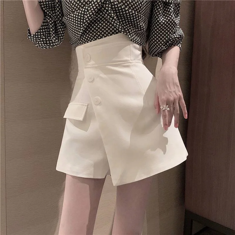 Shorts Women Irregular High Waist Casual Summer New Arrival Fashion Korean Style Temperament Office Lady Wide Leg Trousers Loose