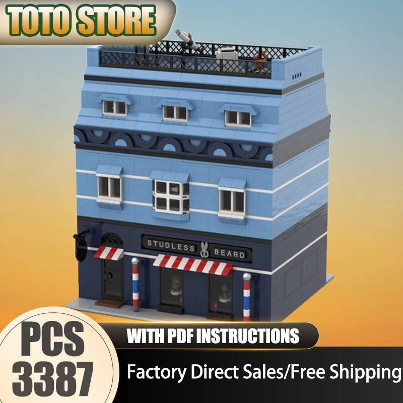 

Городской вид на улицу Moc, строительные кирпичи, технология бороды без шипов, модульные блоки, подарок, рождественские игрушки, сборка своими руками, праздничный набор