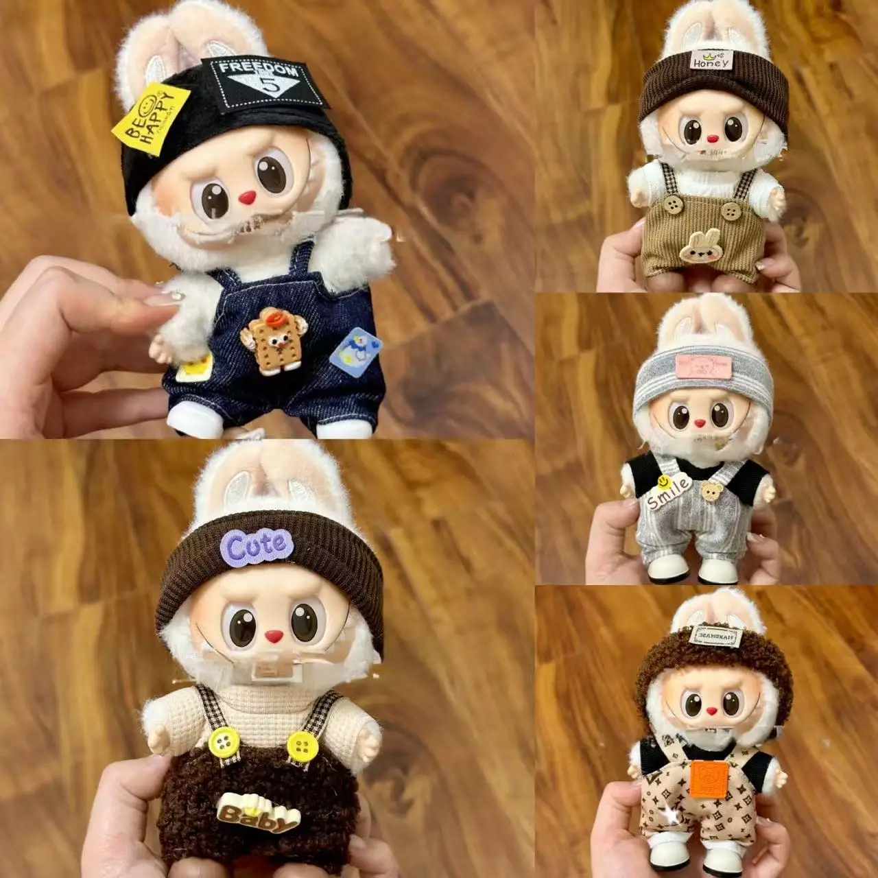 

17cm Mini Plush Doll'S Clothes Outfit Accessories For Korea Kpop Labubu Idol Sitting Party V1 V2 Autumn onesie hat set Clothing