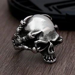 Gothic Dragon Claw Skull Ring For Men Punk Rock Biker Stainless Steel Dragon Claw Ring Party Jewelry Gift Halloween Wholesale