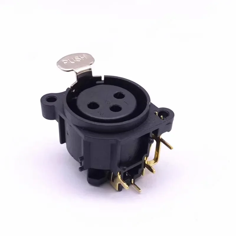 5/20/100PCS 3Pins XLR Connector Black Plastic XLR Male/Female Jack Socket Panel Mount Type with PUSH button Speaker Plug