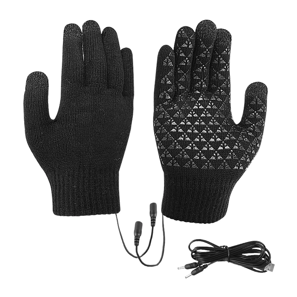 Guanti in maglia riscaldati USB Guanti touch screen Guanti termici antiscivolo per maglieria Guanti da ciclismo invernali per l'autunno inverno
