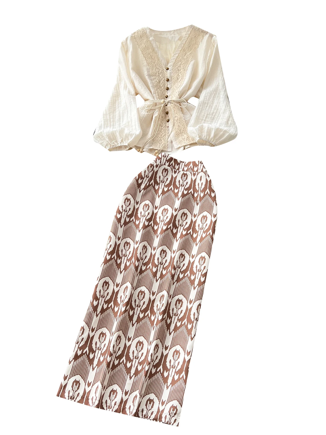 

Комплект юбки с вышивкой и высокой талией и принтом f, женская модная осенняя одежда, фонарь Све, дизайн с завязкой на талии